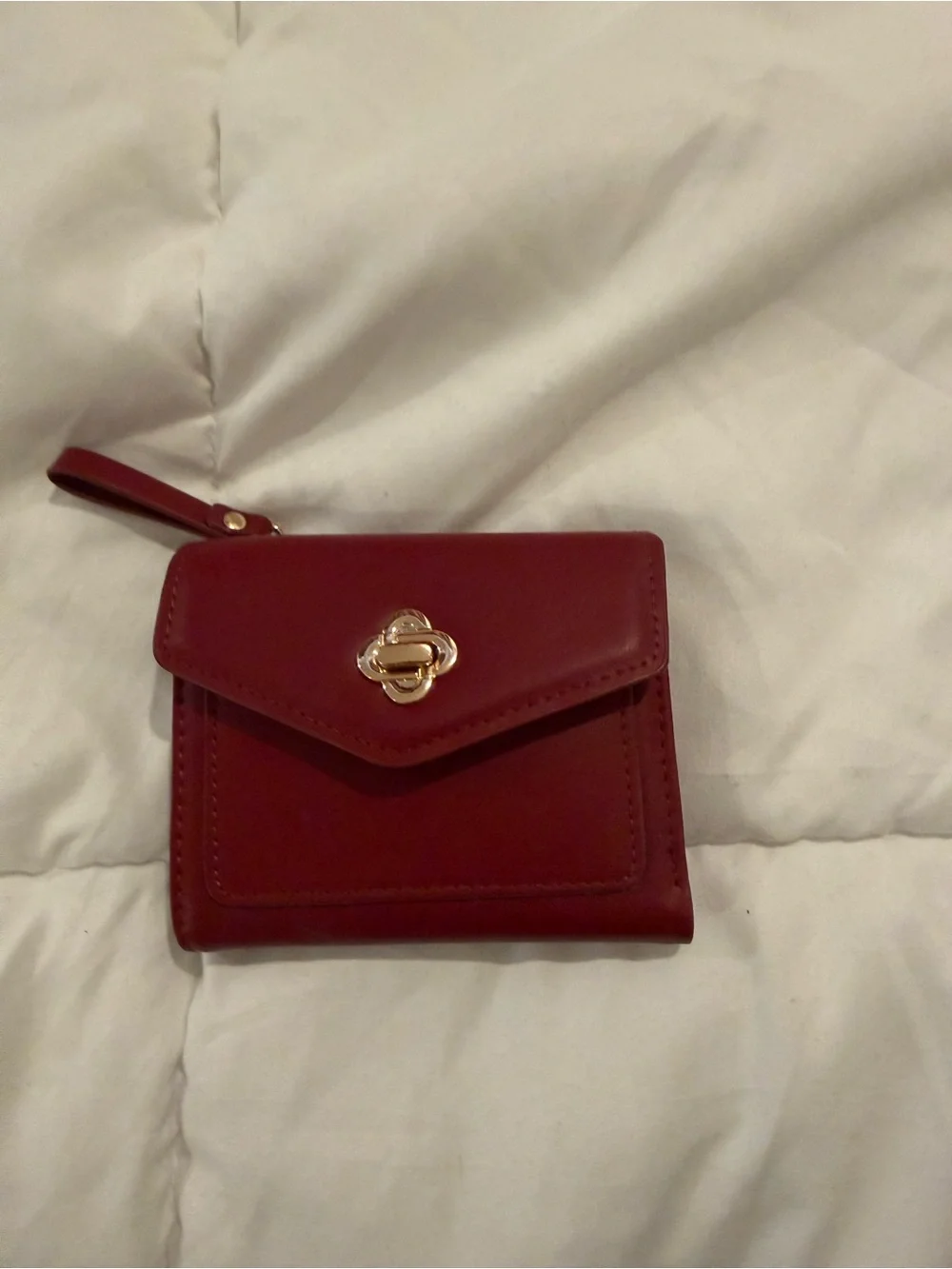 Red Leather Compact Wallet